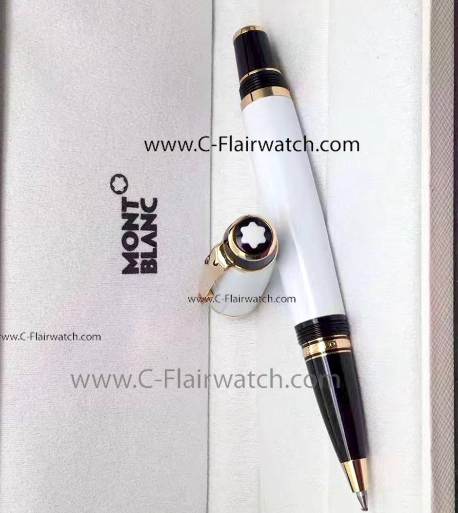New Style Montblanc Boheme Pen: Gold Clip White Fineliner Pen